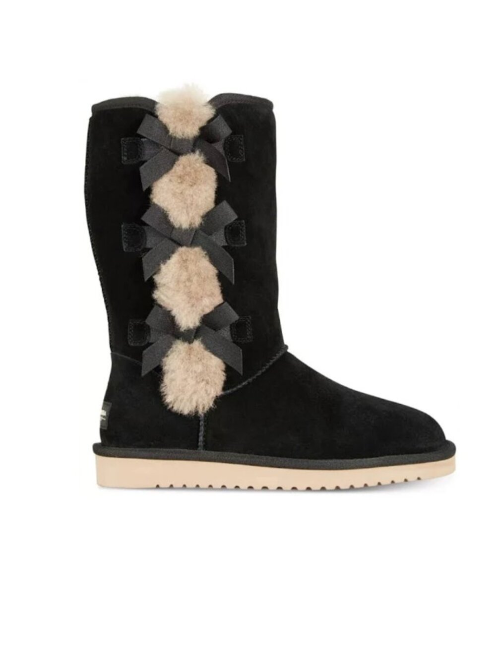 NIB Koolaburra By UGG Women's Victoria Tall Boots Black Suede Sheepskin Cozy